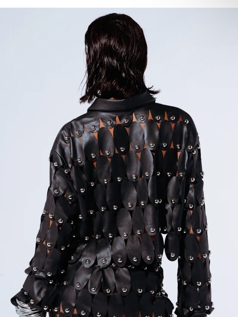 AKIRA Black Leather Studded Cutout Jacket - Picture 3 of 8